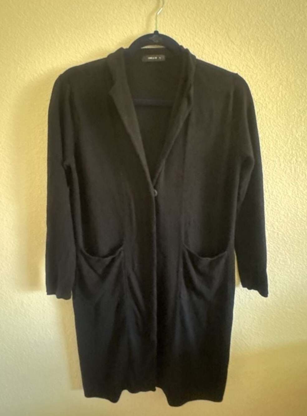 COMME CA ISM Black Longline Cardigan Sweater Size M